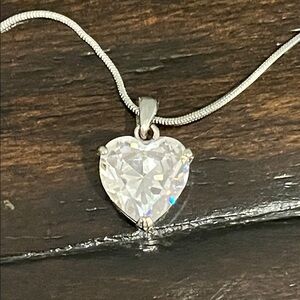 Heart-Cut Cubic Zirconia Pendant Necklace in Clear Crystal